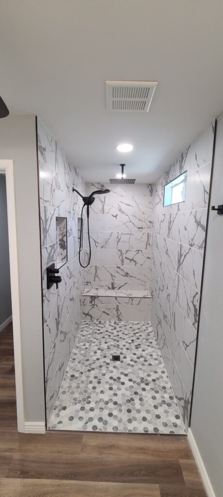 White Shower Remodel